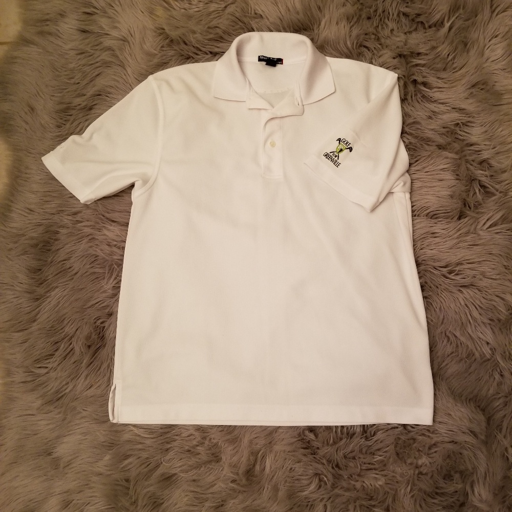 SPORT TEK MENS MEDIUM WHITE GOLF SHIRT